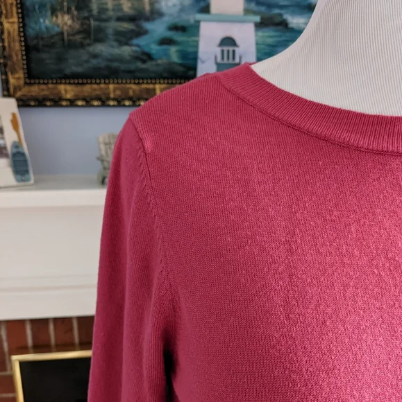 π EUC Cable & Gauge Rosy Pink Crew Neck Bow Sweater, Size XL - Picture 1 of 10